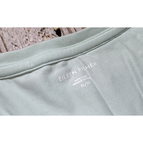 Eileen Fisher Size XL Boxy Shirt Dress Mint Green Jersey V-Neck Organic Cotton - Picture 4 of 6
